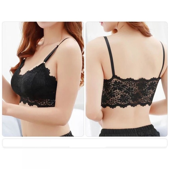 Black Underwear Floral Lace Bralette Crop top - Picture 1 of 3